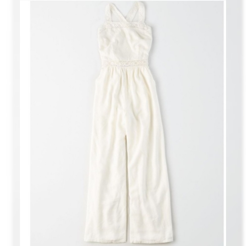 American Eagle off white crochet jumpsuit